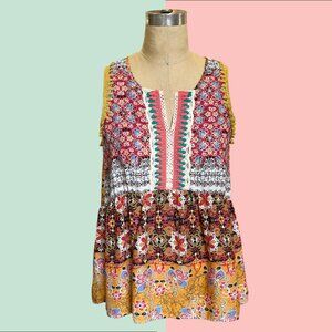 MYSTREE, boho chic print sleeveless top
